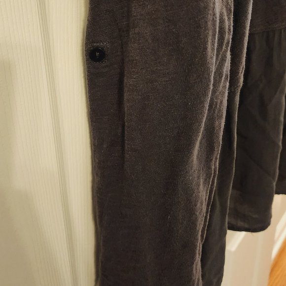 Anthropologie Meadow Rue Dark Grey 3/4 sleeve button down shirt Size L - Picture 15 of 15